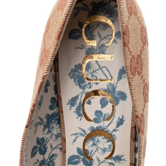 Gucci Monogram GG Victoire Loafer Pump Beige Ruggine Block Heel Size 37 US 7 - Picture 7 of 16